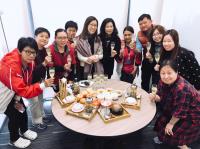 The College staff, with desserts and drinks treated by Prof WONG Suk Ying on the Staff Appreciation Day